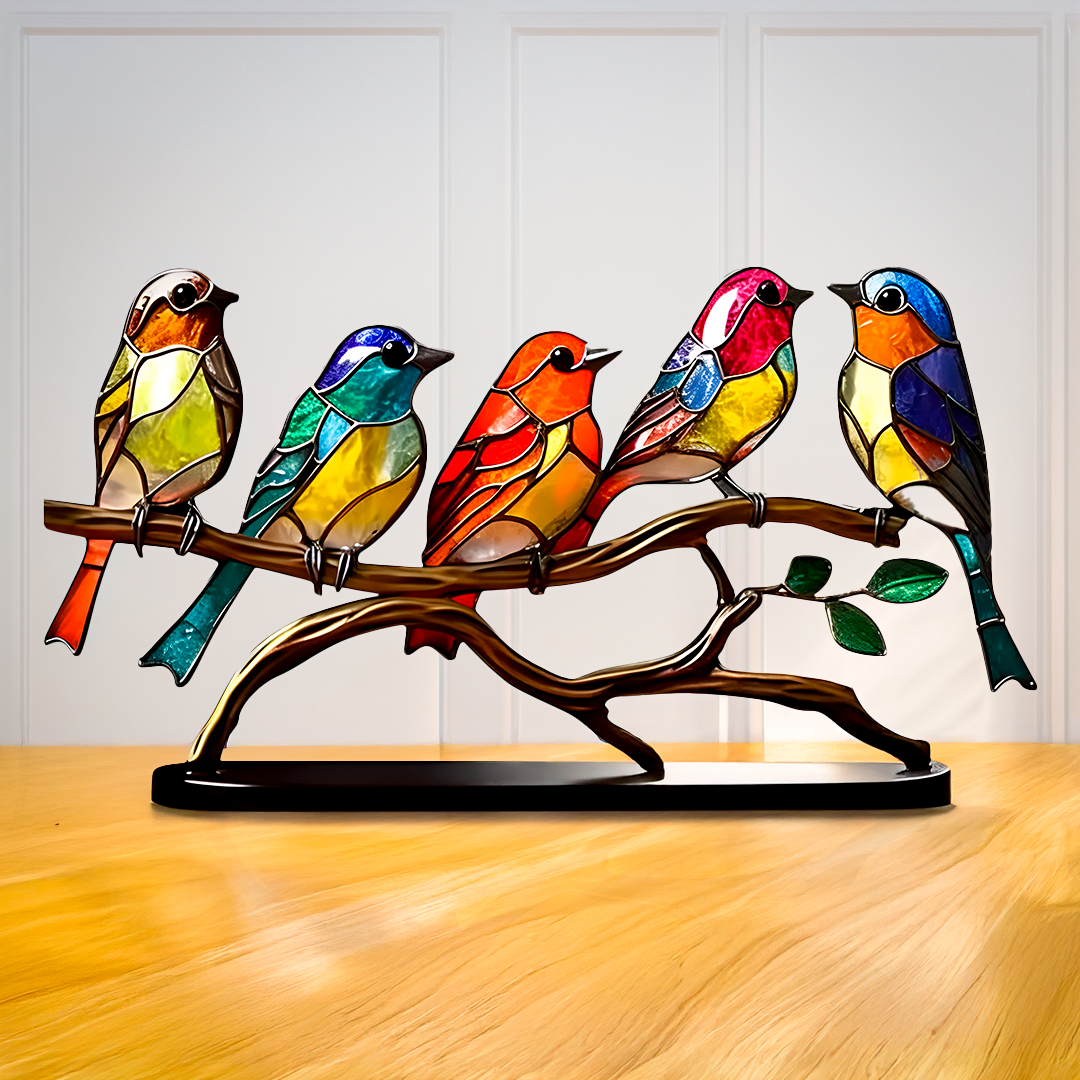 Stained Acrylic Bird Ornaments – Elegant & Vibrant Décor