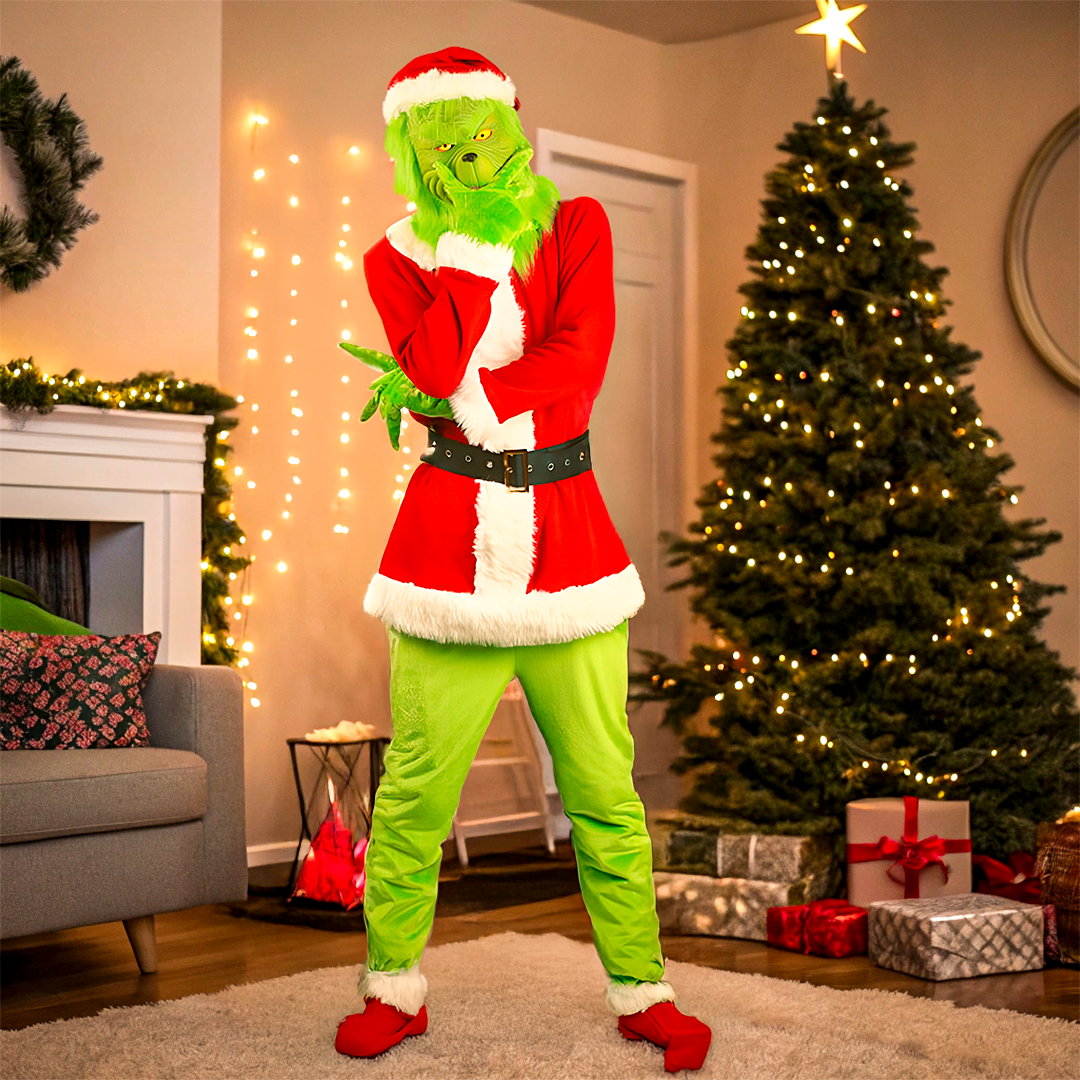 Grinch Christmas Costume – Festive Full-Body Suit for Holiday Fun