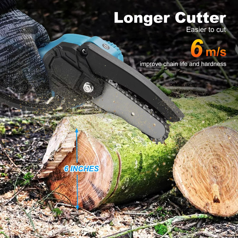 4"/6" Cordless Wood Cutter Chainsaw with 2x Power Batteries