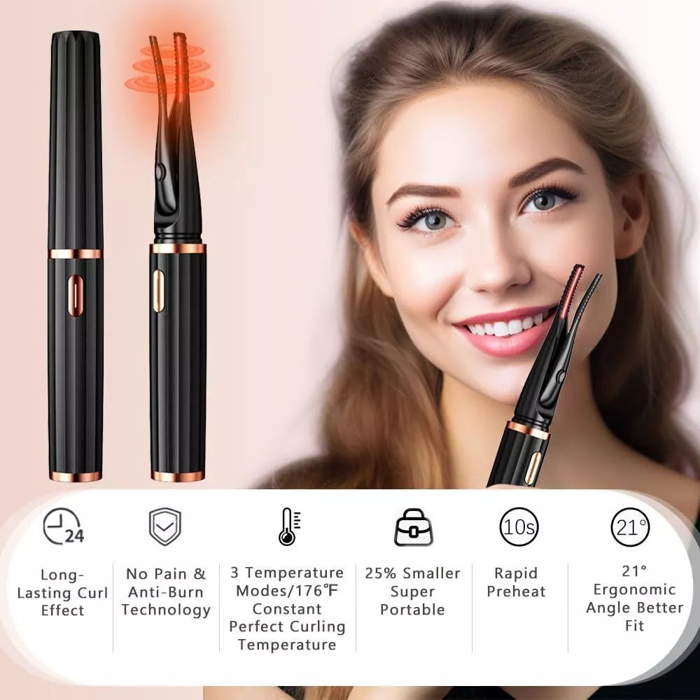 Portable Heated Eyelash Curler – Fast Heating, Safe & Effective for Stunning Curls