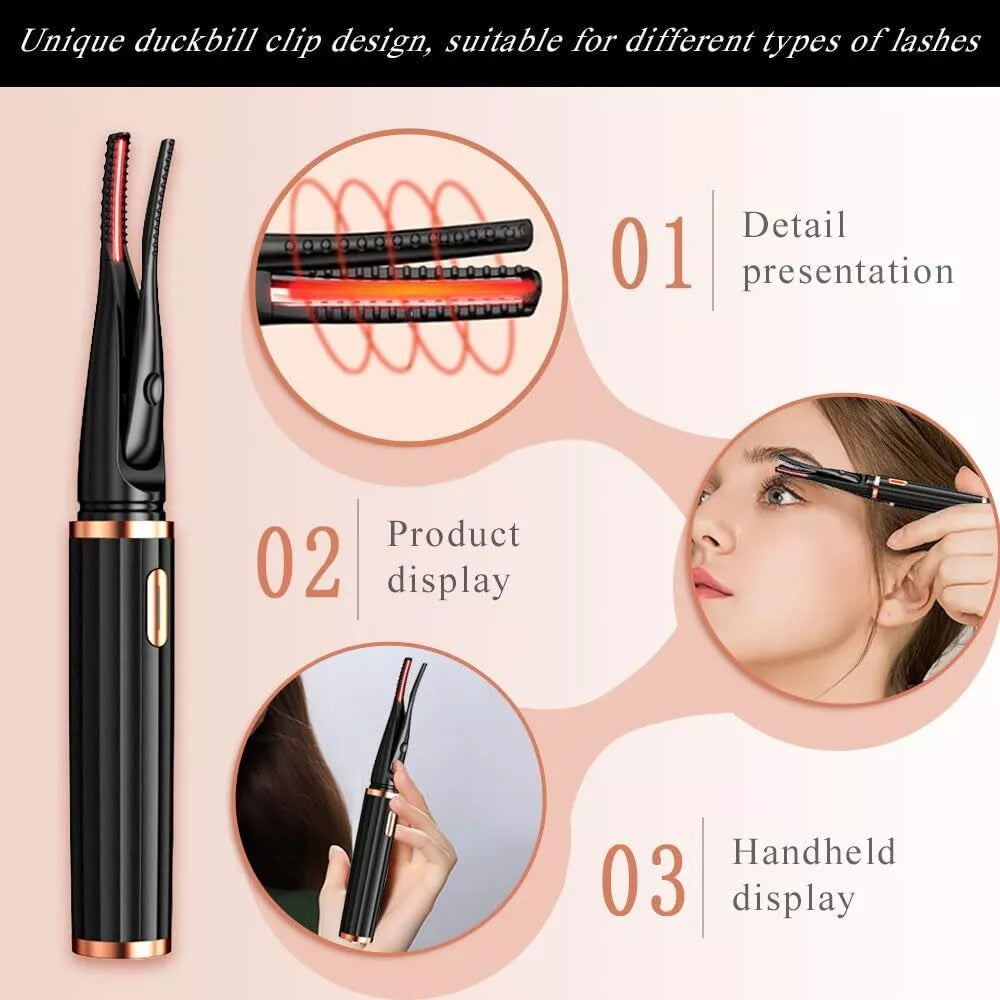 Portable Heated Eyelash Curler – Fast Heating, Safe & Effective for Stunning Curls