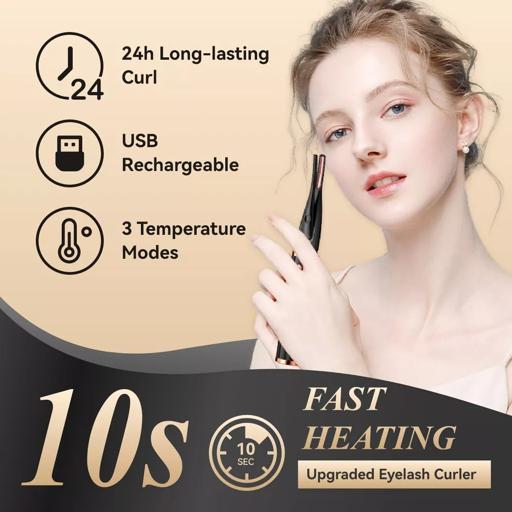 Portable Heated Eyelash Curler – Fast Heating, Safe & Effective for Stunning Curls