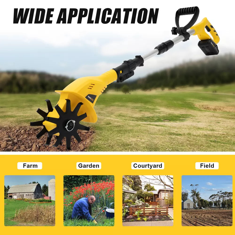 Cordless Handheld Tiller – 20V Rechargeable Garden Cultivator