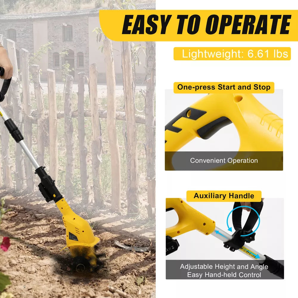Cordless Handheld Tiller – 20V Rechargeable Garden Cultivator