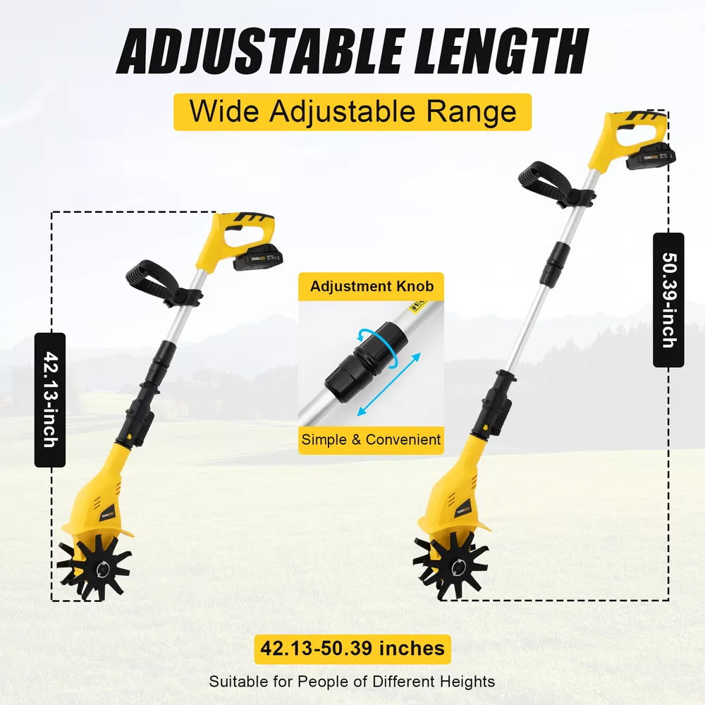 Cordless Handheld Tiller – 20V Rechargeable Garden Cultivator