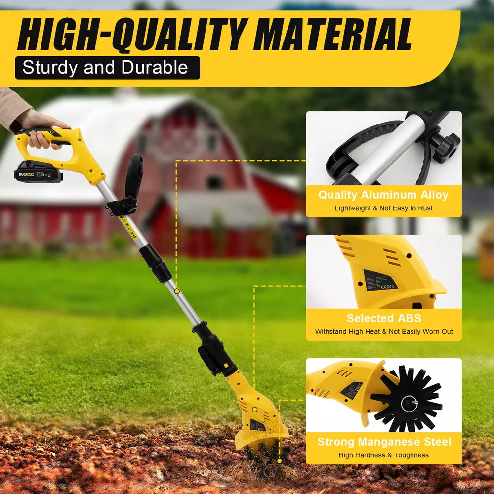 Cordless Handheld Tiller – 20V Rechargeable Garden Cultivator
