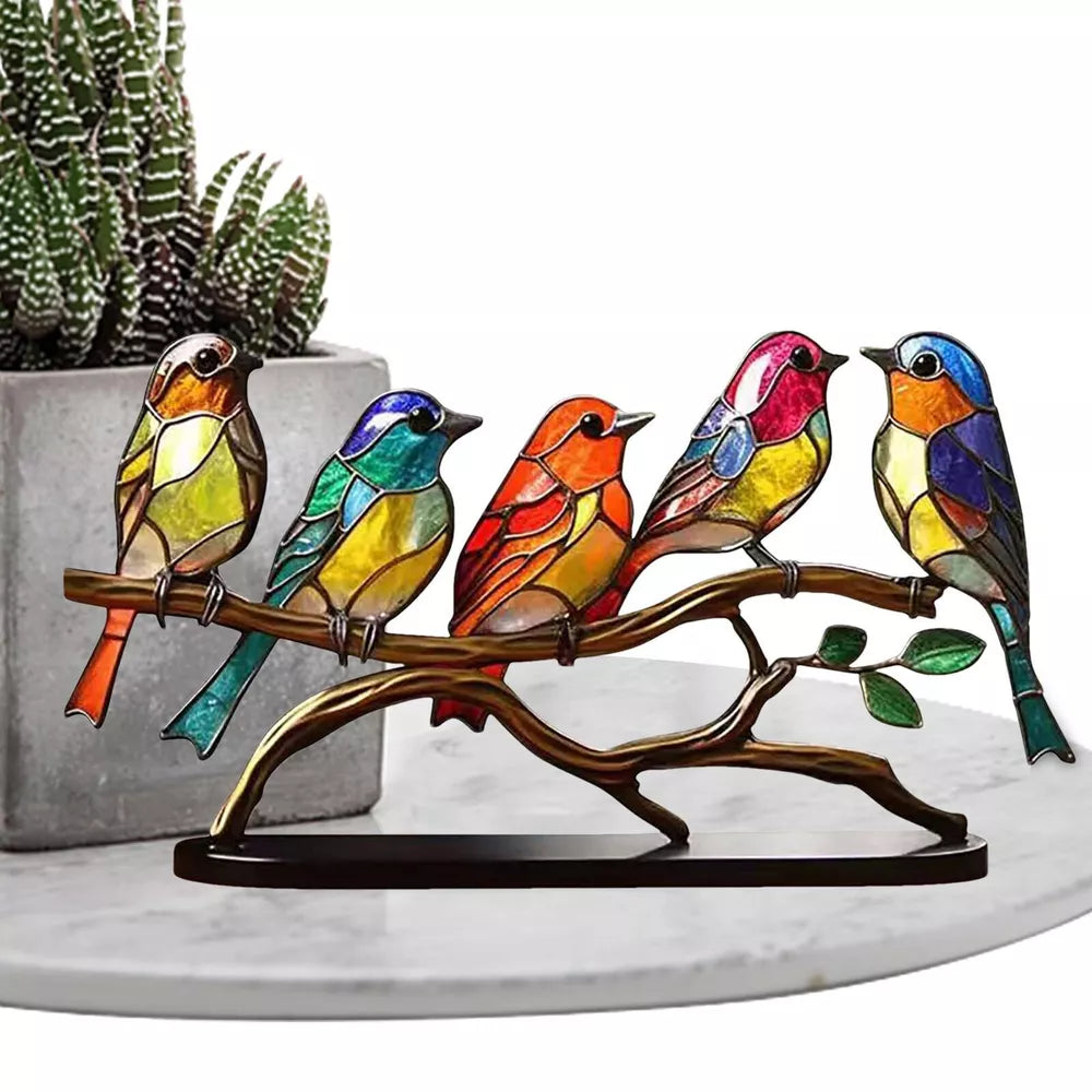 Stained Acrylic Bird Ornaments – Elegant & Vibrant Décor