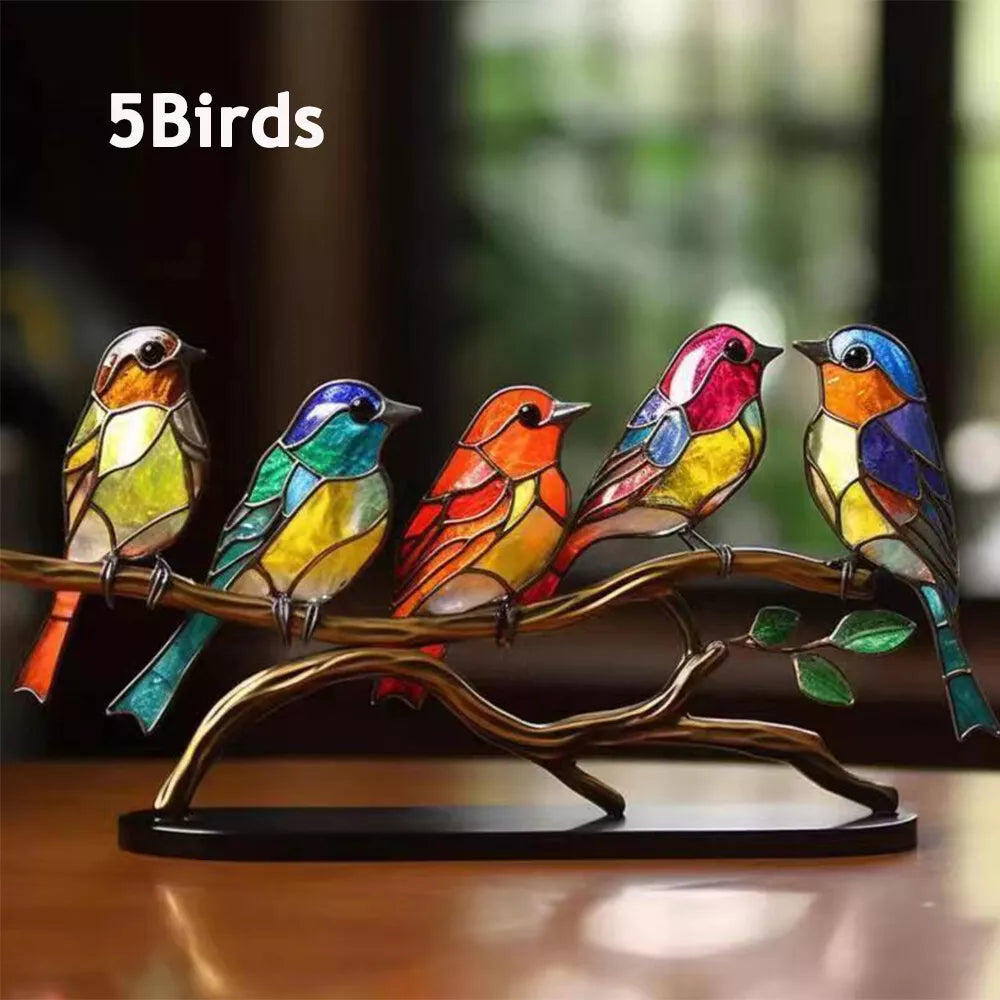 Stained Acrylic Bird Ornaments – Elegant & Vibrant Décor