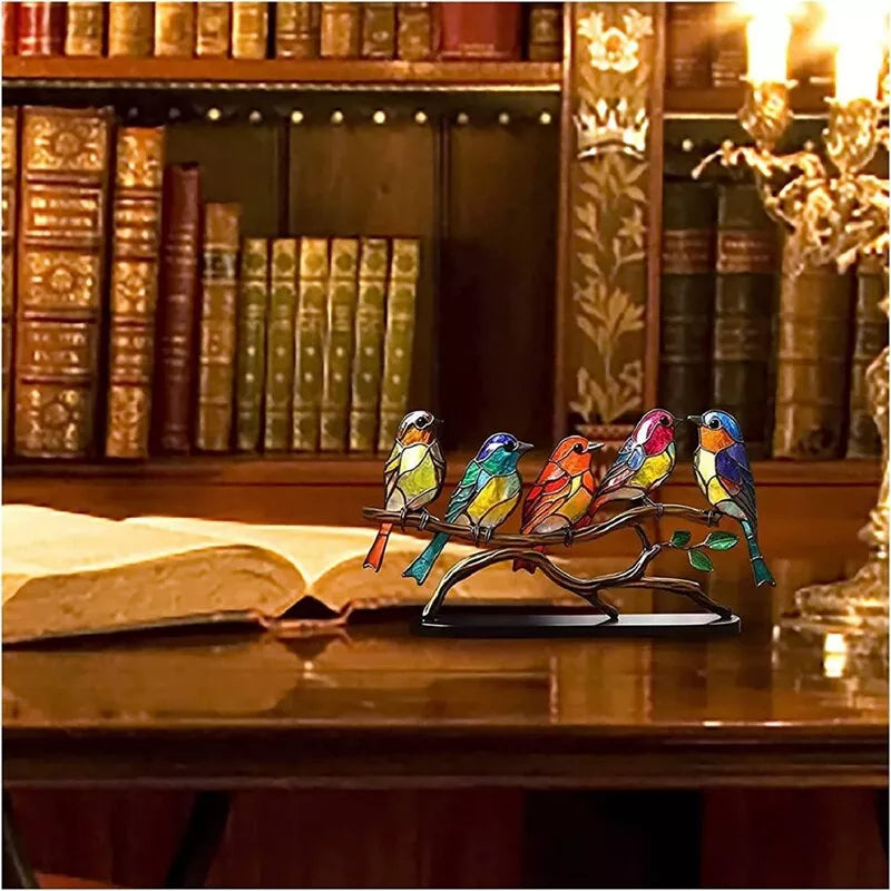 Stained Acrylic Bird Ornaments – Elegant & Vibrant Décor