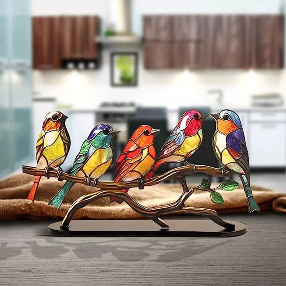 Stained Acrylic Bird Ornaments – Elegant & Vibrant Décor