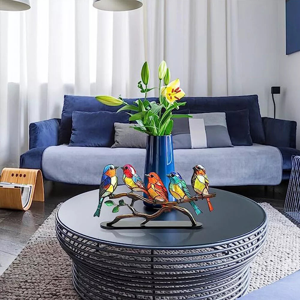 Stained Acrylic Bird Ornaments – Elegant & Vibrant Décor