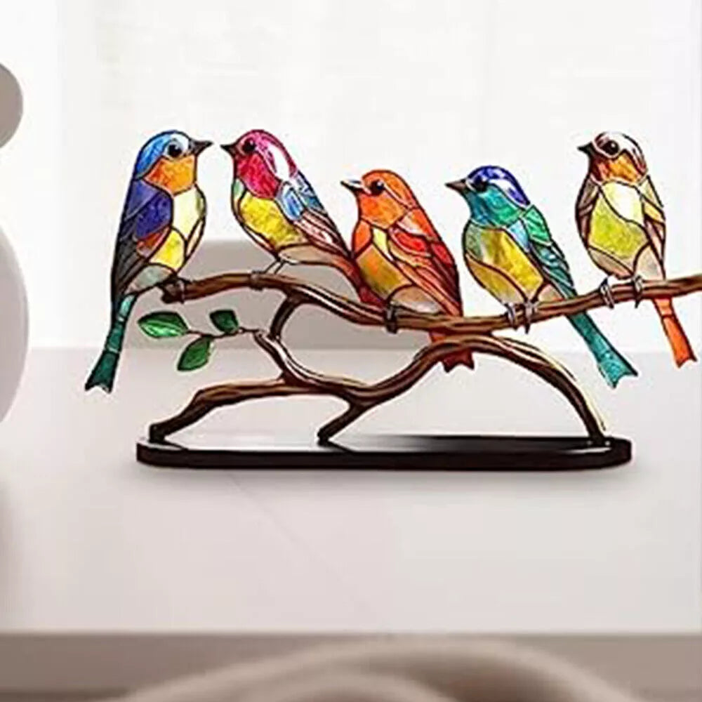 Stained Acrylic Bird Ornaments – Elegant & Vibrant Décor