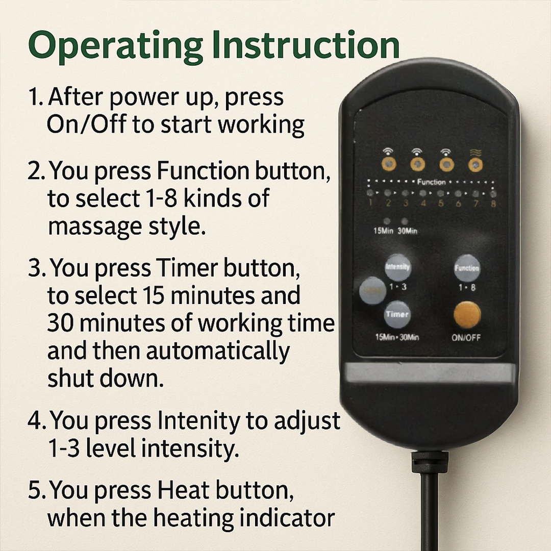 8-Mode Massage Chair Pad – Heated Cushion
