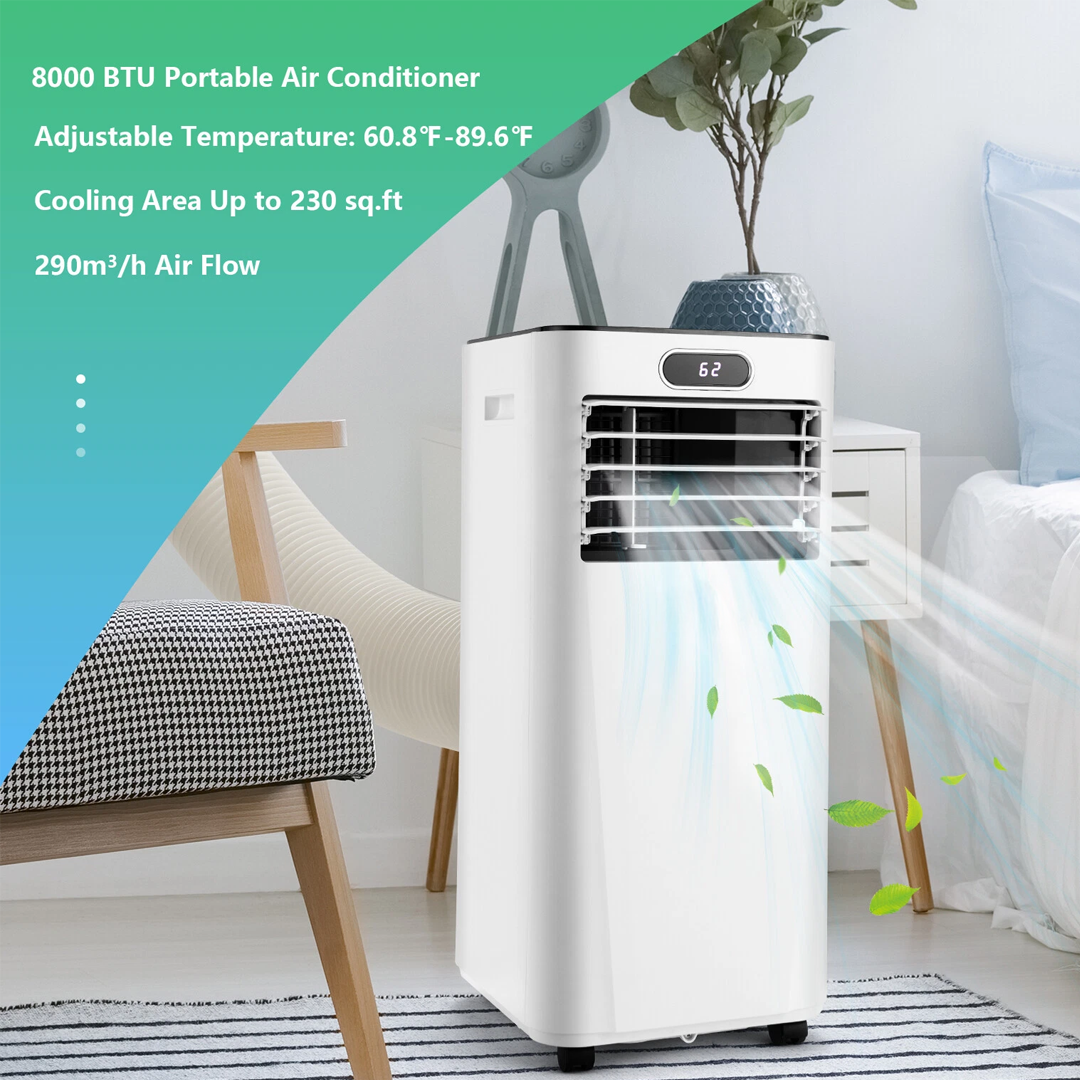 8000 BTU Portable Air Conditioner with Remote Control - 3-in-1 Cooling Unit