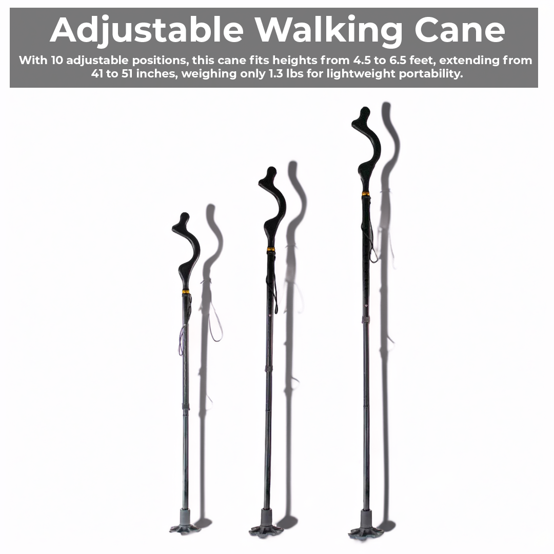 Adjustable Walking Stick with Ergonomic Handle and Stability Tip