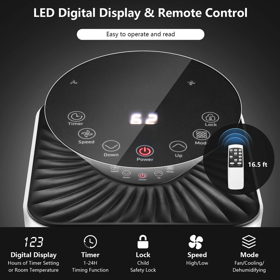 8000 BTU Portable Air Conditioner with Remote Control - 3-in-1 Cooling Unit