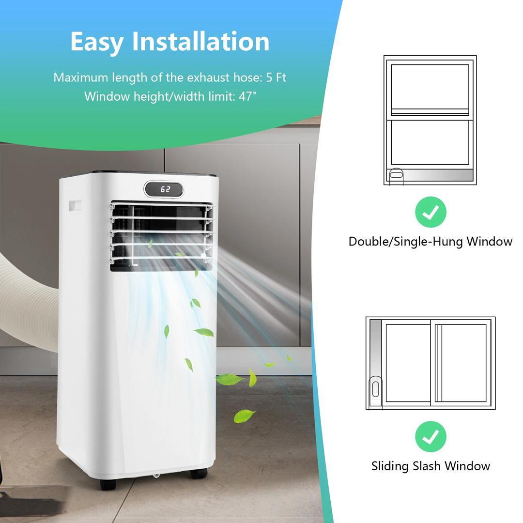 8000 BTU Portable Air Conditioner with Remote Control - 3-in-1 Cooling Unit