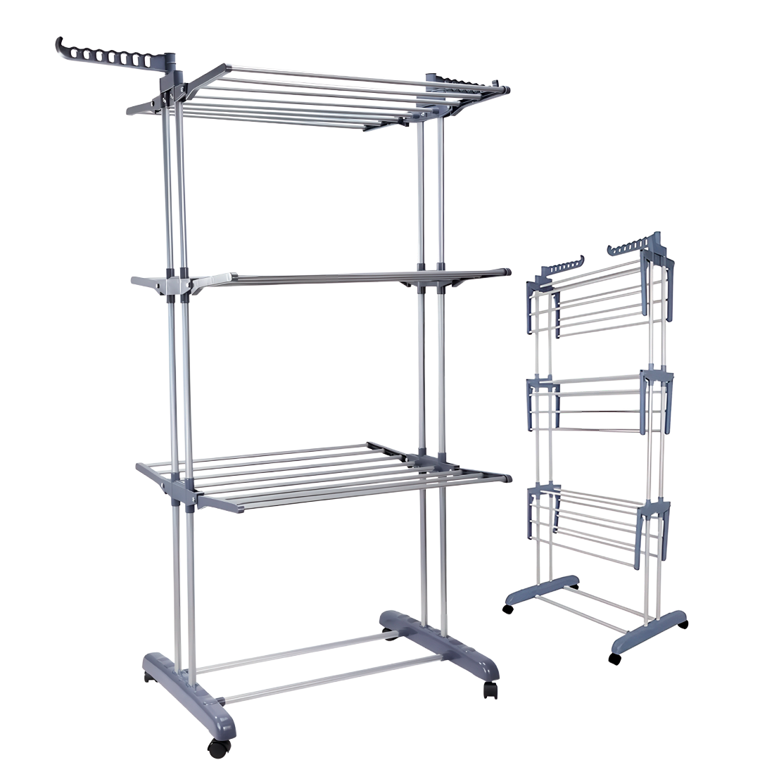 Foldable and Rolling Heavy Duty Clothes Drying Rack