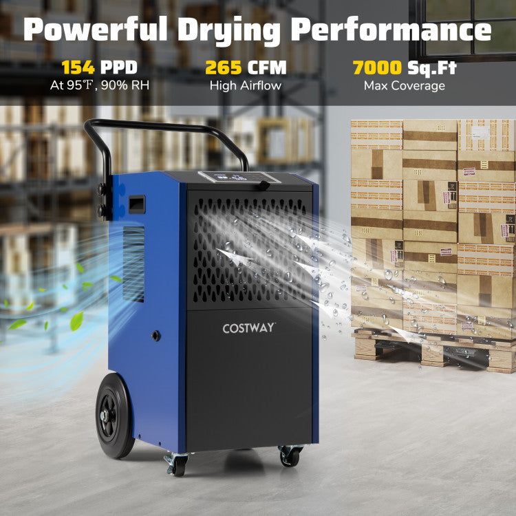 154 Pints Commercial Dehumidifier with Pump and Drain Hoses - Gallery View 1 of 10