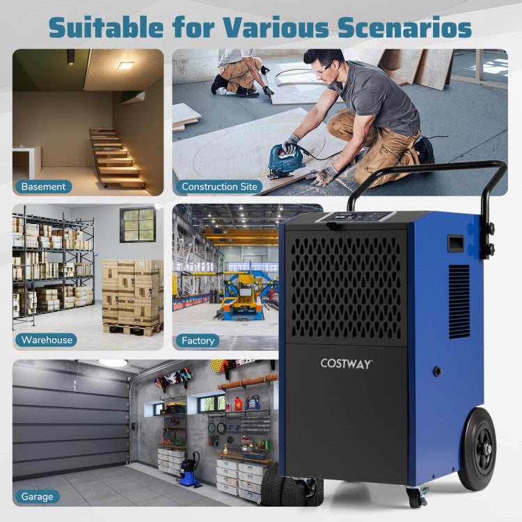 154 Pints Commercial Dehumidifier with Pump and Drain Hoses - Gallery View 7 of 10