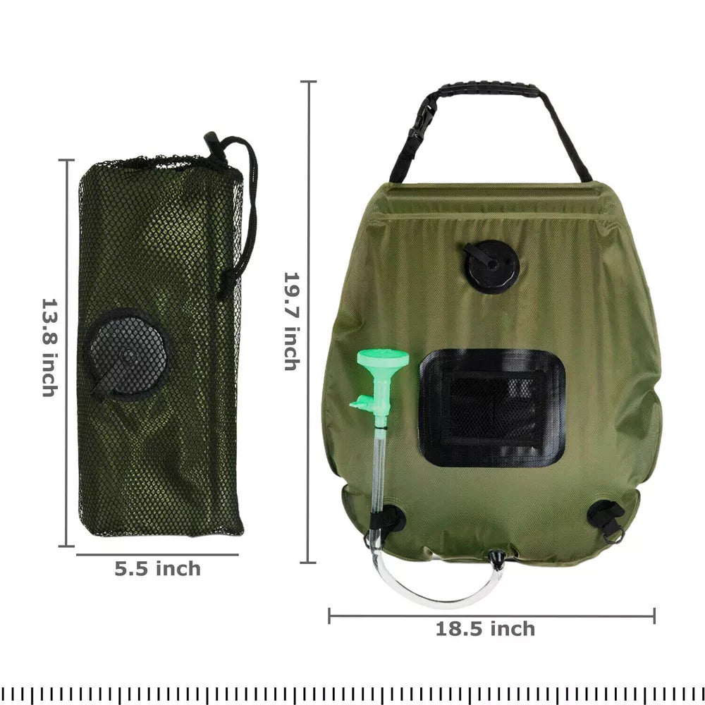 5 Gallon Solar Shower Bag – Portable Outdoor Heated Camping Shower