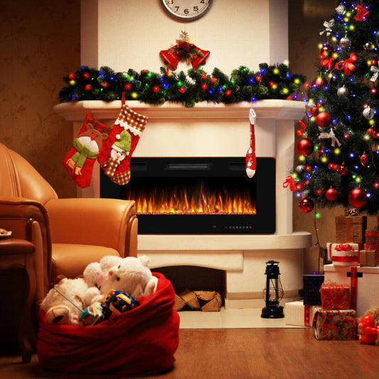 42 Inch Recessed Ultra Thin Electric Fireplace with Timer - Gallery View 1 of 13
