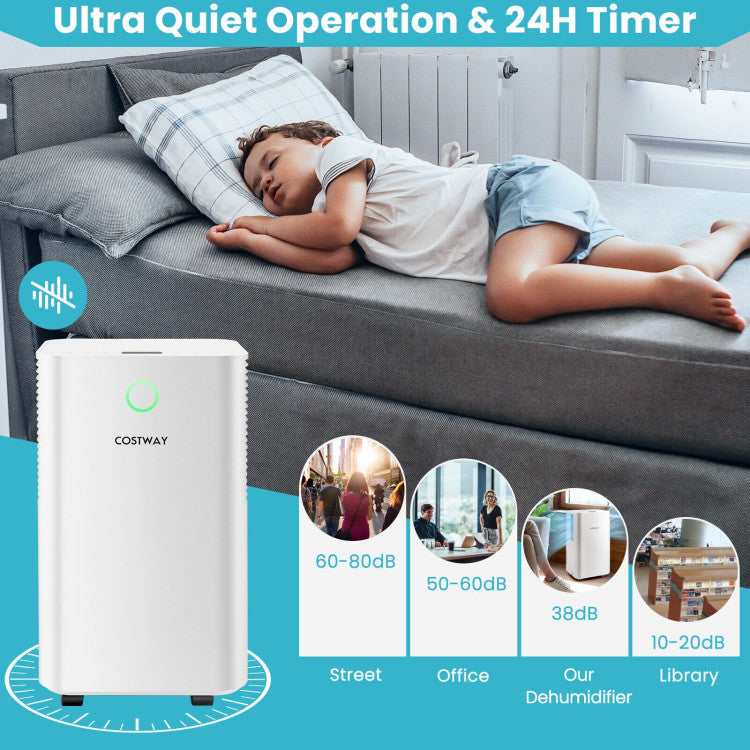 1750 Sq. Ft 32 Pints Dehumidifier with Auto Defrost and 24H Timer Drain Hose - Gallery View 8 of 10