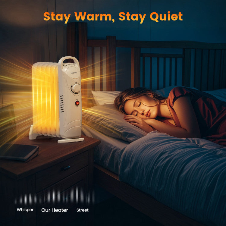 700W Electric Oil Filled Radiator Heater with Adjustable Thermostat - Gallery View 10 of 11