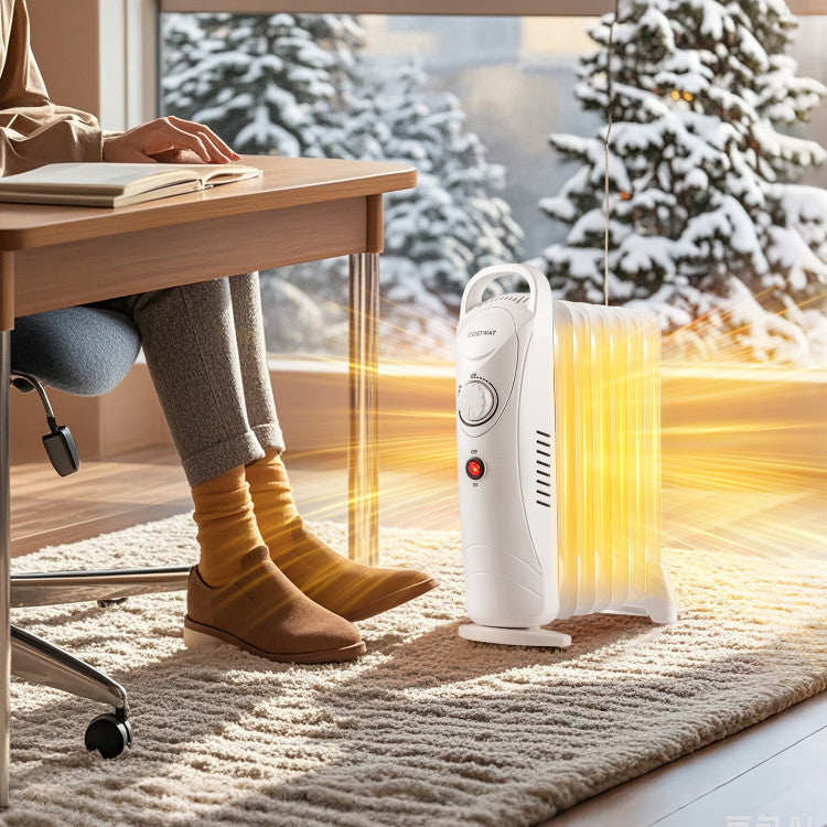 700W Electric Oil Filled Radiator Heater with Adjustable Thermostat - Gallery View 3 of 11