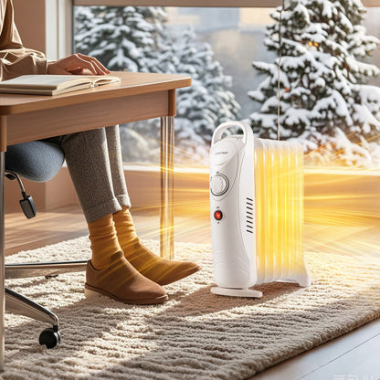 700W Electric Oil Filled Radiator Heater with Adjustable Thermostat - Gallery View 3 of 11