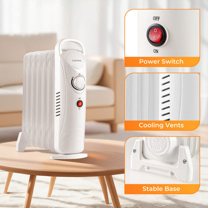 700W Electric Oil Filled Radiator Heater with Adjustable Thermostat - Gallery View 7 of 11