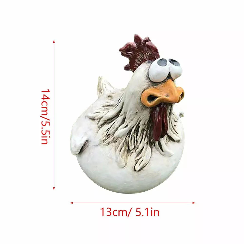 Funny Chicken Fence Decor – Resin Garden Statues, All Three (Discounted)