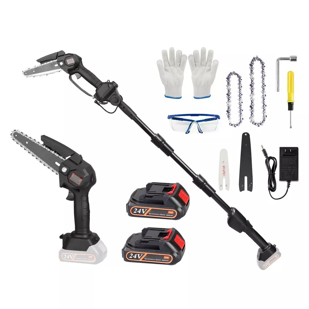 2 in 1 Cordless 8 inch Chainsaw with Pole Saw