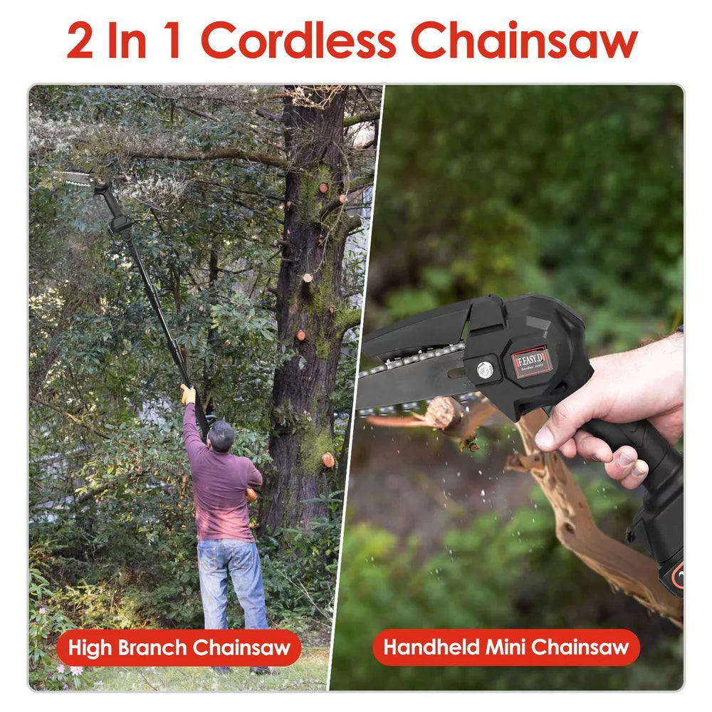 2 in 1 Cordless 8 inch Chainsaw with Pole Saw