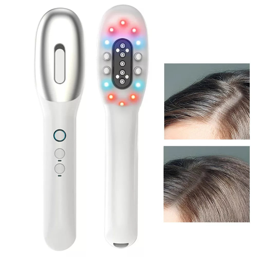 Scalp Massager Electric Massage Comb Vibration LED Blue Red Light Therapy Hair Massage Scalp Brush for Hair Growth Anti Hair Loss