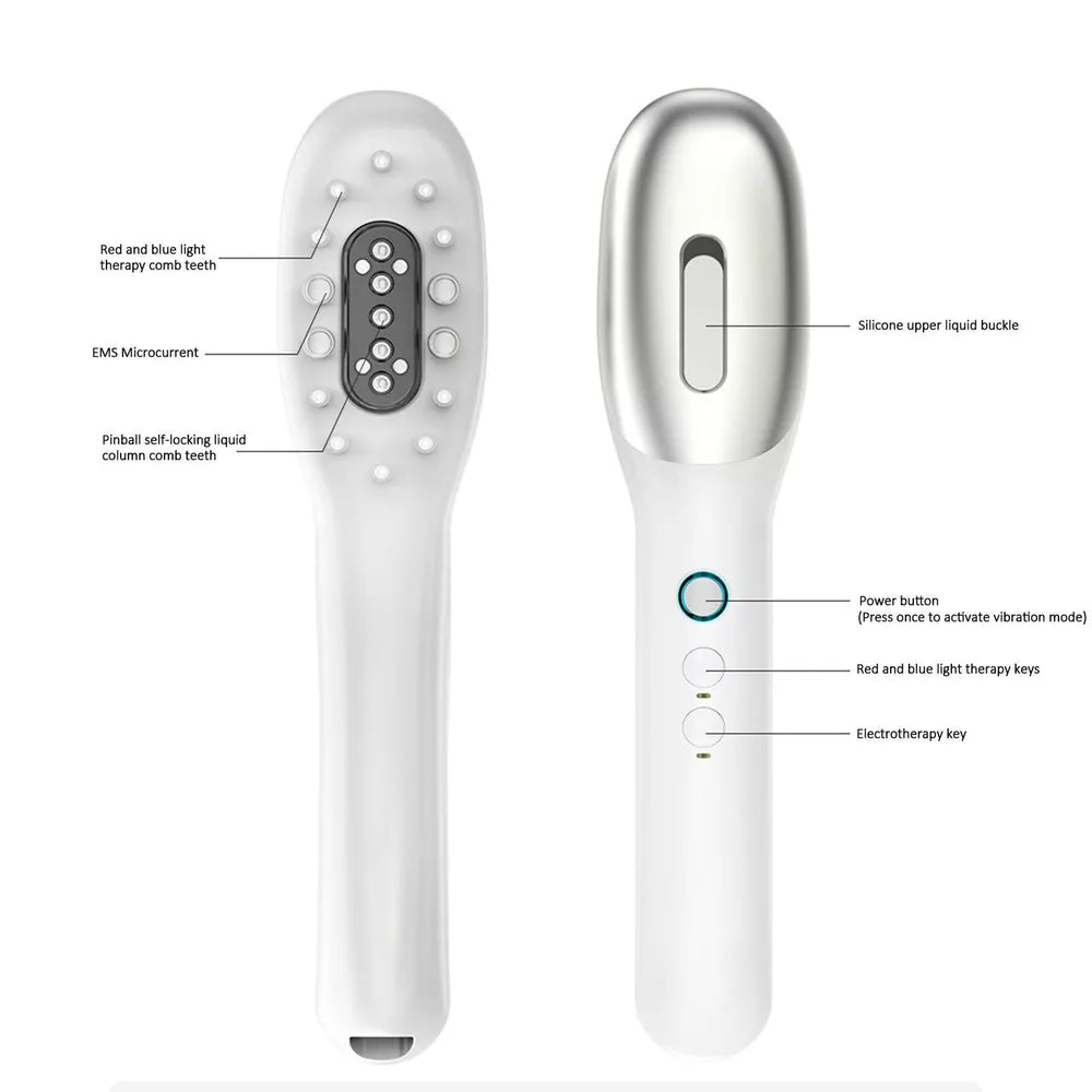 Scalp Massager Electric Massage Comb Vibration LED Blue Red Light Therapy Hair Massage Scalp Brush for Hair Growth Anti Hair Loss