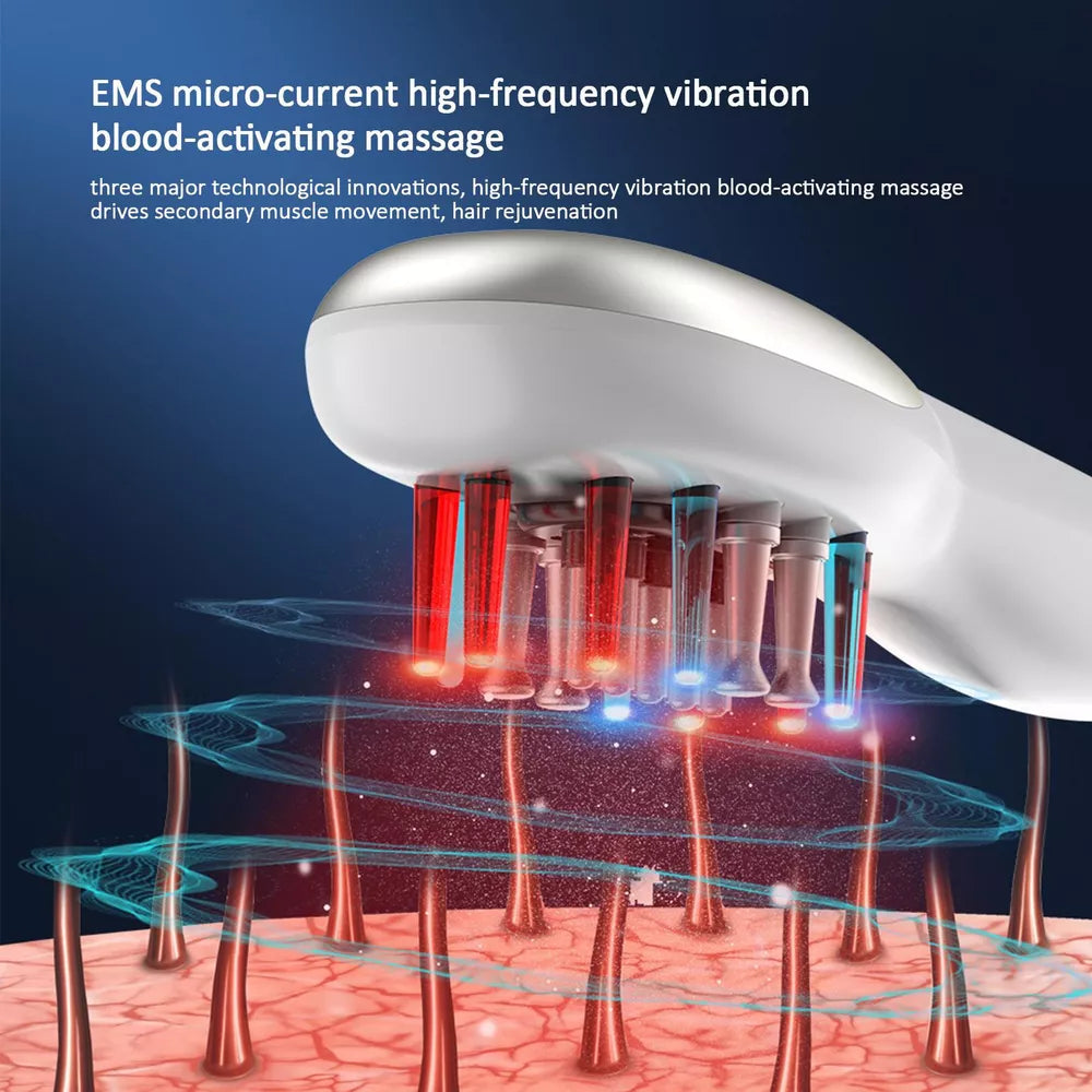 Scalp Massager Electric Massage Comb Vibration LED Blue Red Light Therapy Hair Massage Scalp Brush for Hair Growth Anti Hair Loss