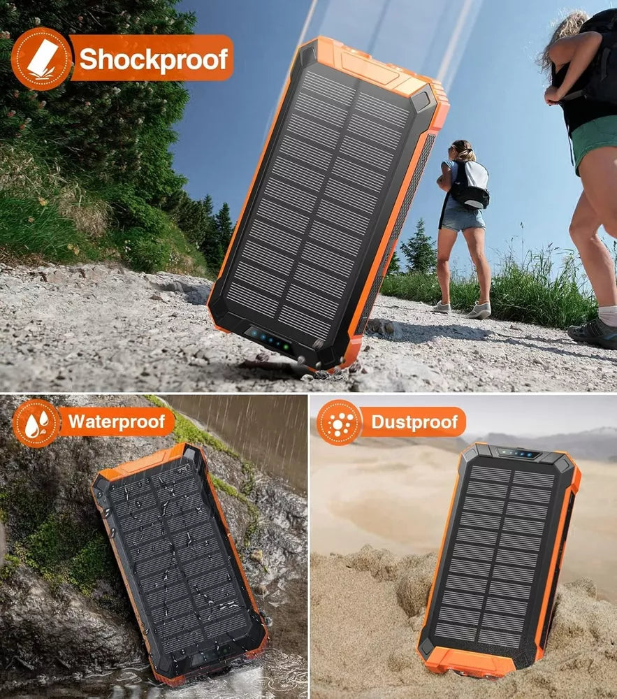 Solar Power Bank Pro 20,000mAh with 4 Built in Cables Qi Wireless Charger Stealth Angel Survival