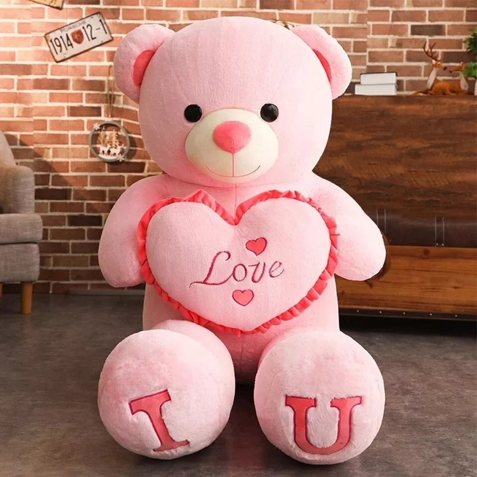 Big Teddy Bear 100cm I LOVE YOU Plush Toy Lovely Huge Stuffed Soft Bear Doll Lover Bear Kids Toys Chrismas Gift For Girlfriends( Pink )