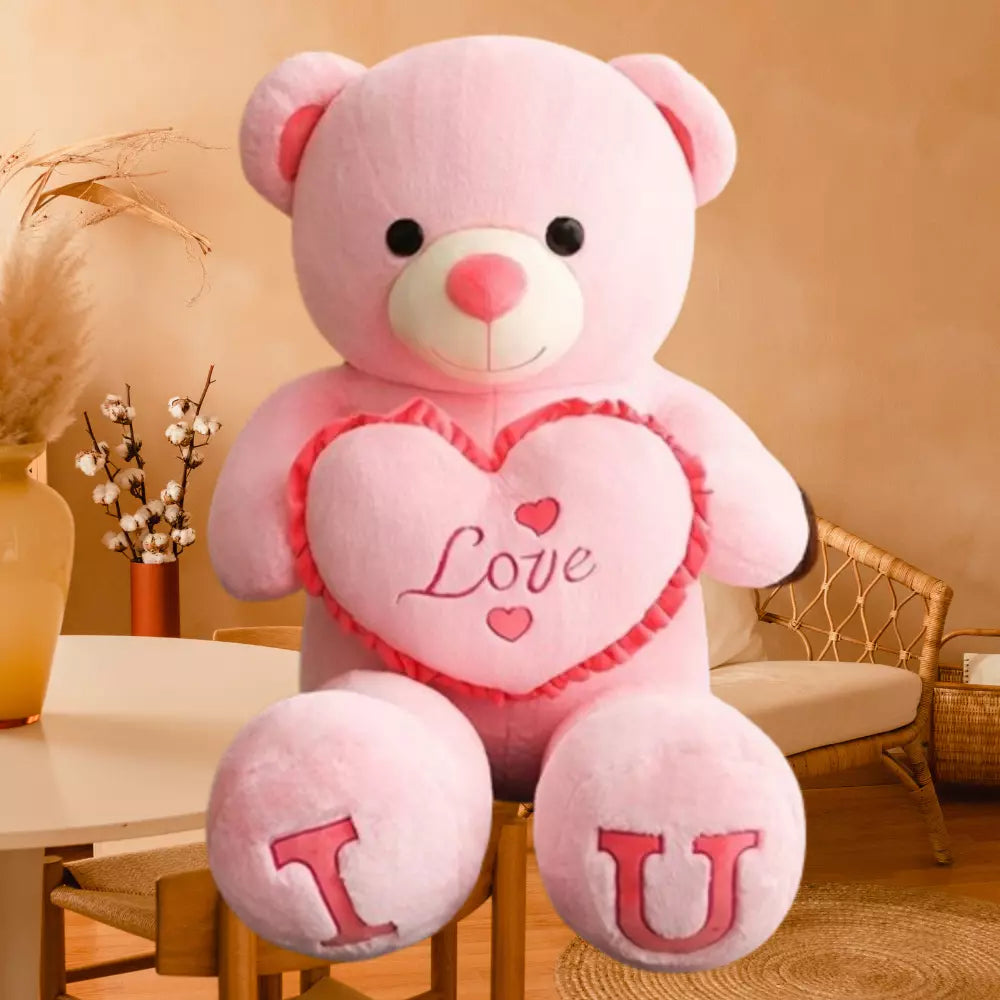 Big Teddy Bear 100cm I LOVE YOU Plush Toy Lovely Huge Stuffed Soft Bear Doll Lover Bear Kids Toys Chrismas Gift For Girlfriends( Pink )