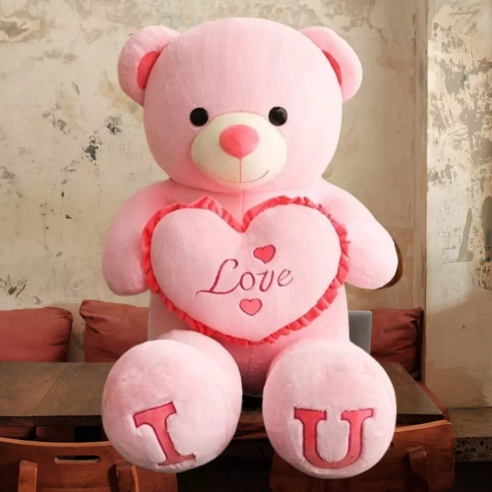 Big Teddy Bear 100cm I LOVE YOU Plush Toy Lovely Huge Stuffed Soft Bear Doll Lover Bear Kids Toys Chrismas Gift For Girlfriends( Pink )