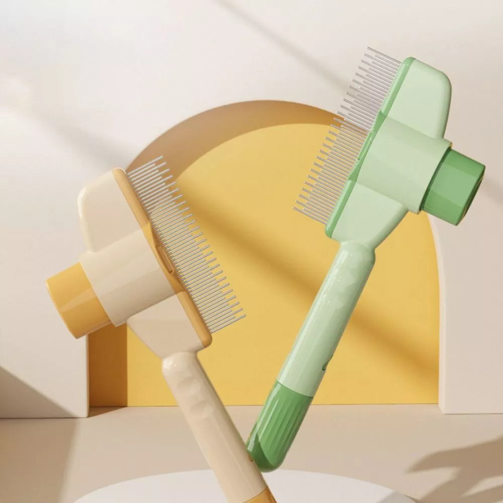One-touch pet hair removal comb