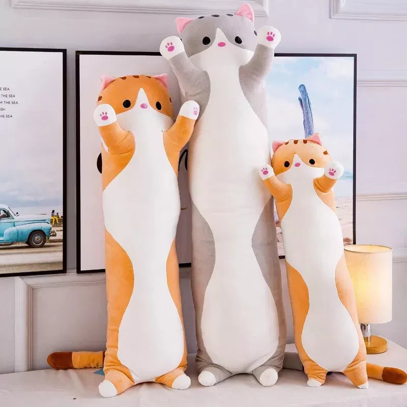 Tubular Kitty Pillow Plush 3D Stuffed Animal (3 Colors) Multiple Sizes