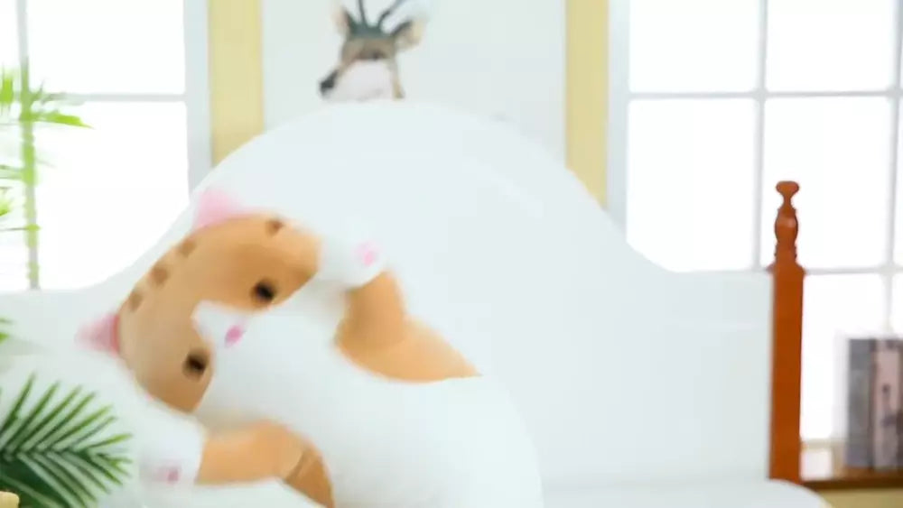 Tubular Kitty Pillow Plush 3D Stuffed Animal (3 Colors) Multiple Sizes
