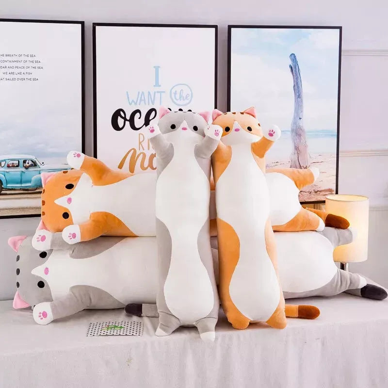 Tubular Kitty Pillow Plush 3D Stuffed Animal (3 Colors) Multiple Sizes