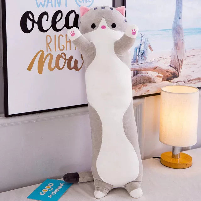 Tubular Kitty Pillow Plush 3D Stuffed Animal (3 Colors) Multiple Sizes