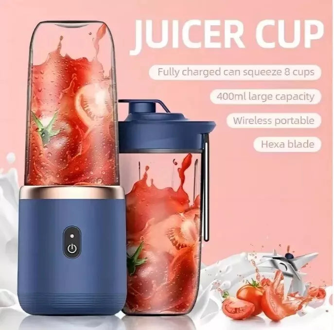 Portable Electric Juice Mixer Blender, Blue juicer With Extra Cup