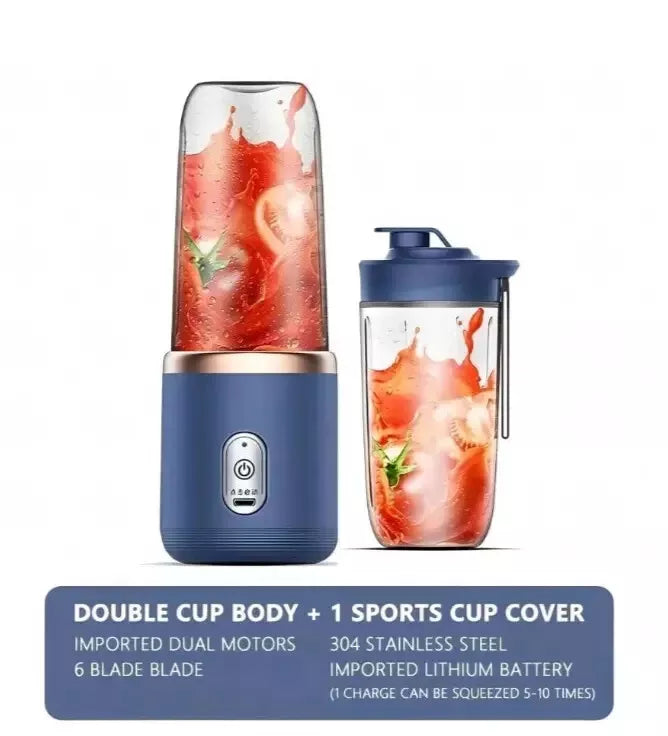Portable Electric Juice Mixer Blender, Blue juicer With Extra Cup