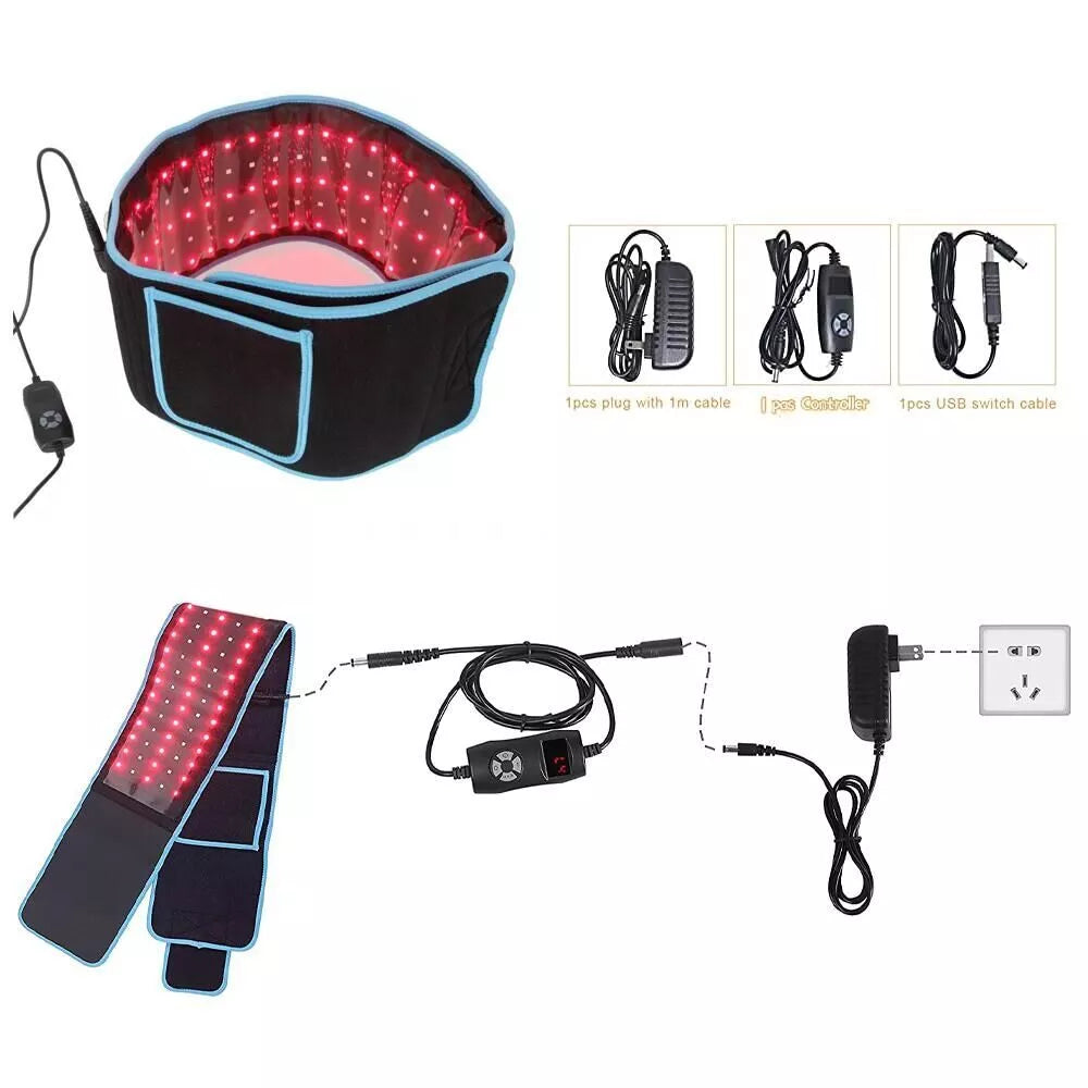 Back belt Red &Infrared LED Light Therapy Belt 850nm 660nm Back Pain Relief Wrap Burn Fat Wrap Slimming Machine Waist Heat Pad Full