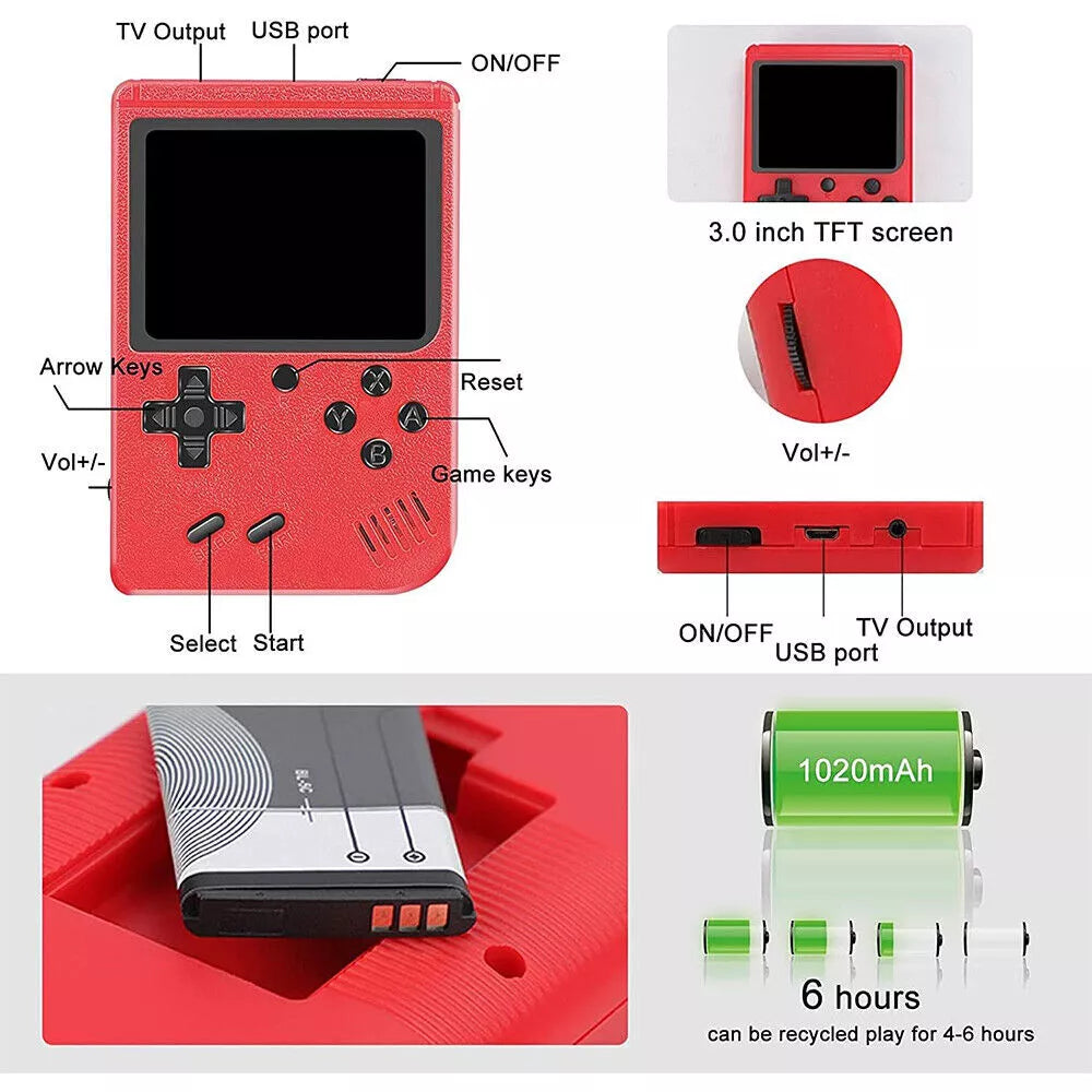 Mini Retro Gaming Console – 400 Built-in Classic Games